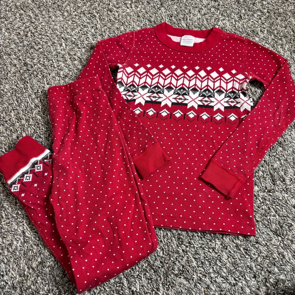 Hanna Andersson size 6/7 Red Heritage Fairisle Christmas Pajamas
